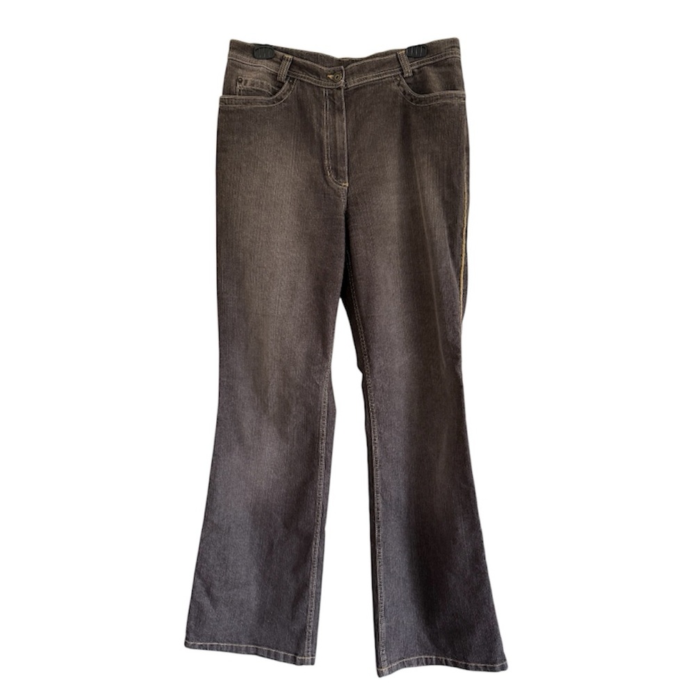 Sigrid Olsen Black Faded Jeans Dark Gray Gold Metallic Detail 5 Pocket Size 10